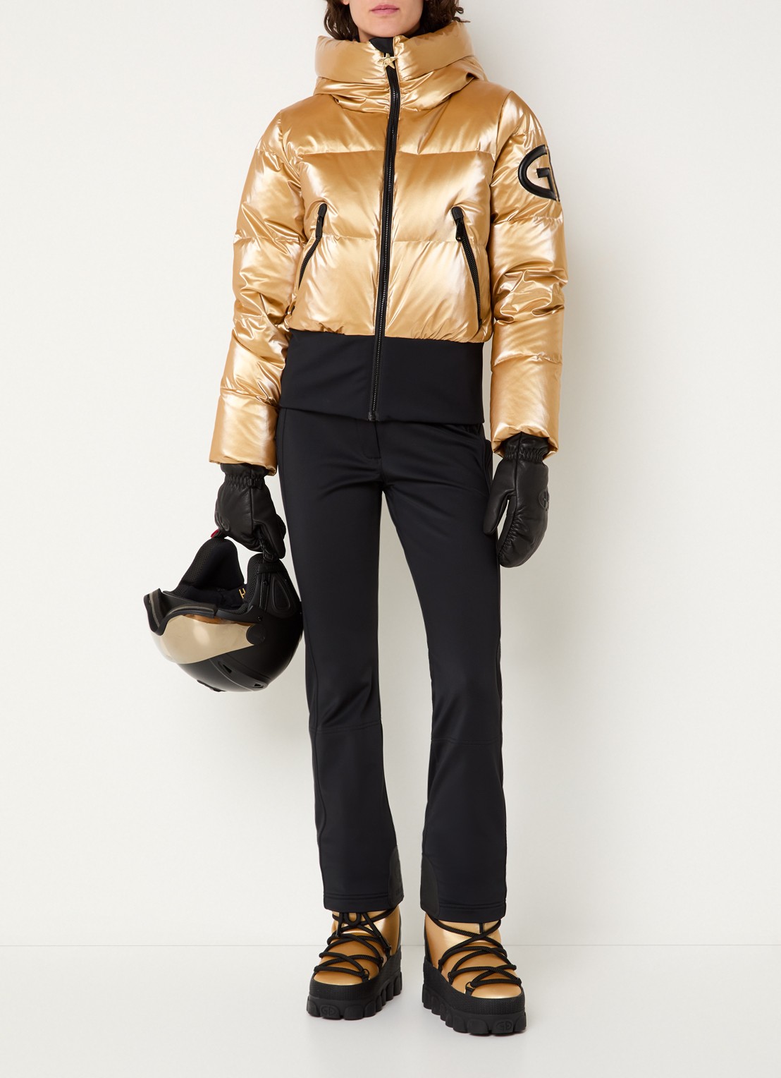 Goldbergh Bombardino ski-jas met capuchon en logo - voorkant 6 goud