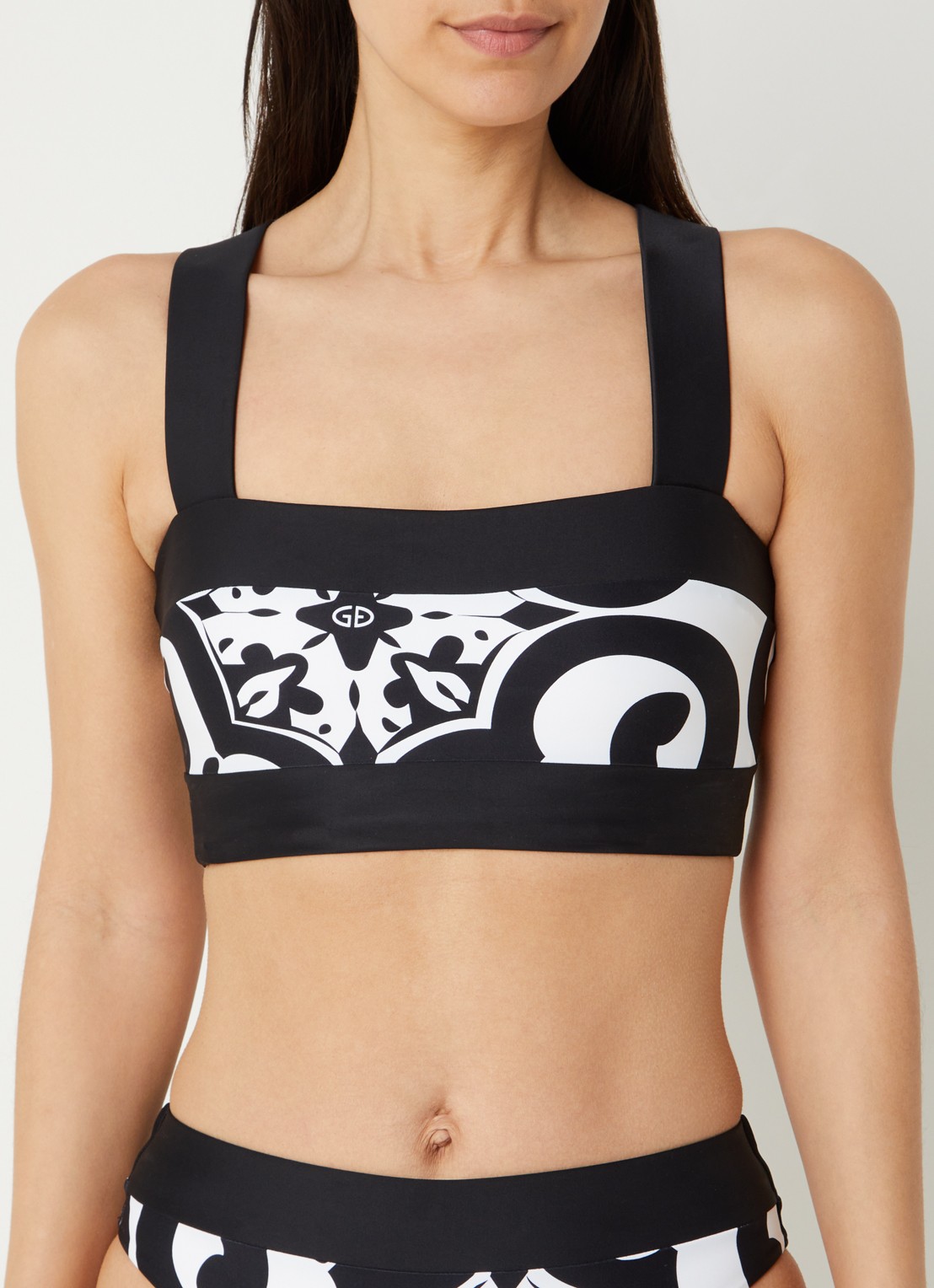 Goldbergh Cassandra bandeau bikinitop met uitneembare padding - voorkant 2 zwart