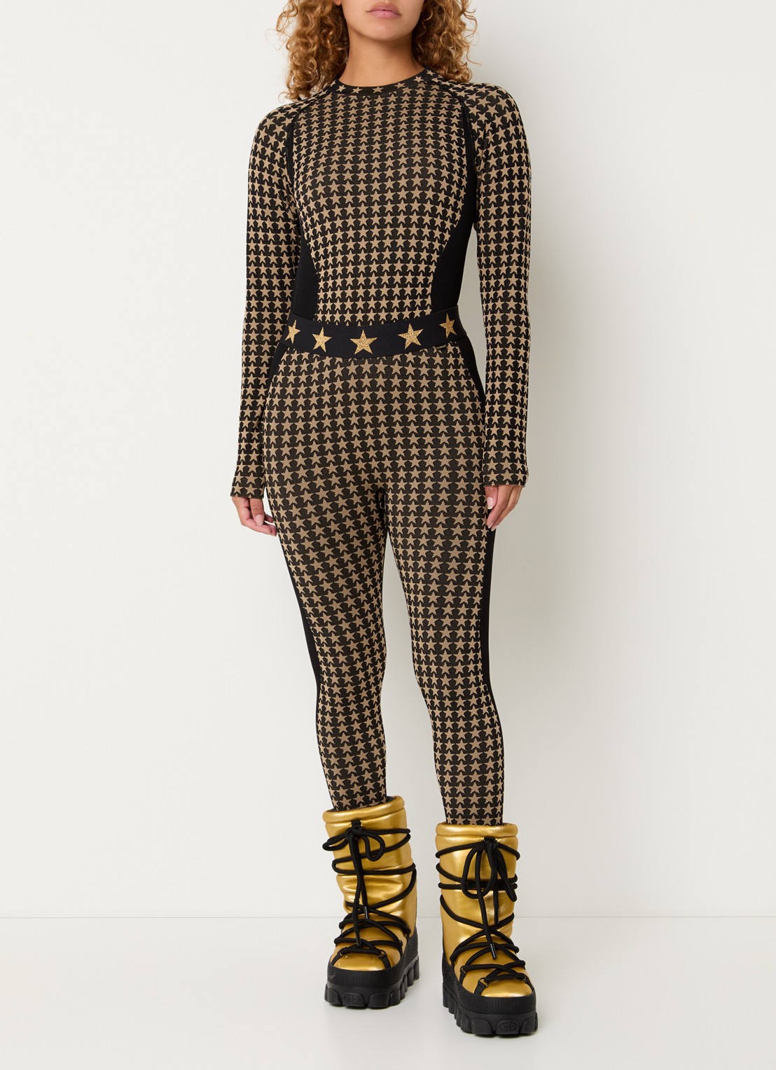 Goldbergh Celeste high waist legging met print - voorkant 5 zwart