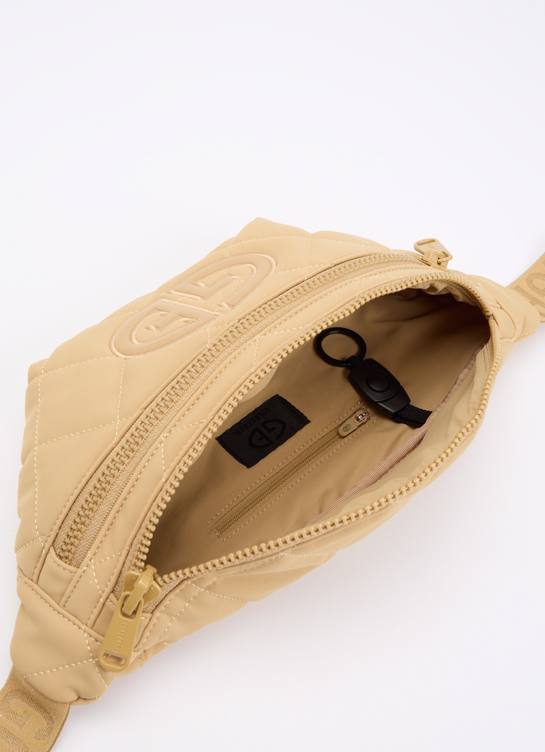 Goldbergh Col heuptas met quilt patroon - detail beige