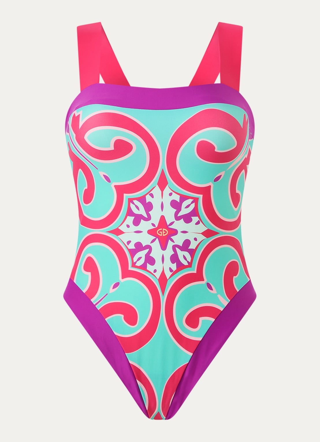Goldbergh Costella badpak met print en uitneembare padding - voorkant paars