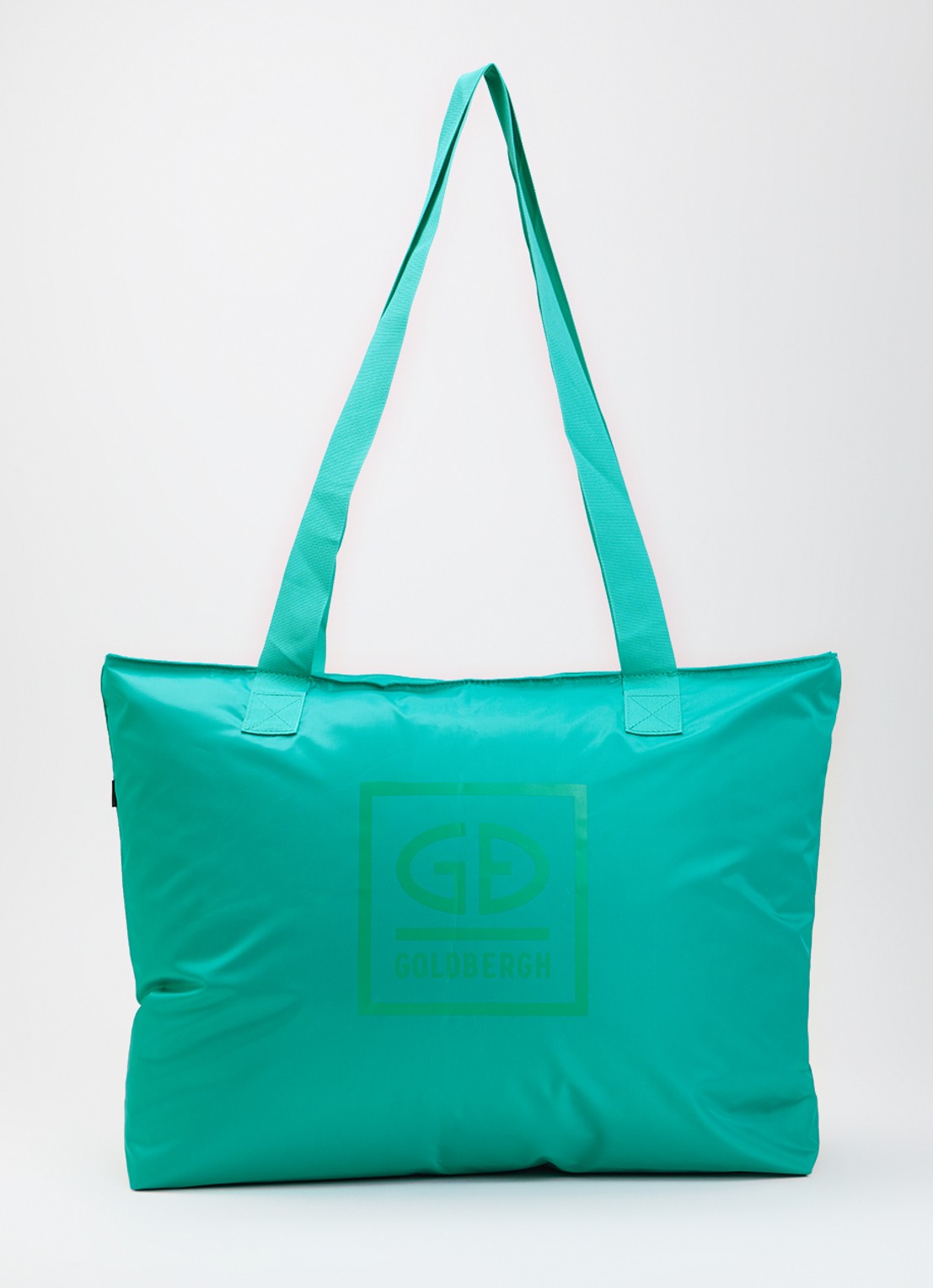 Goldbergh Famous shopper met logo - voorkant turquoise