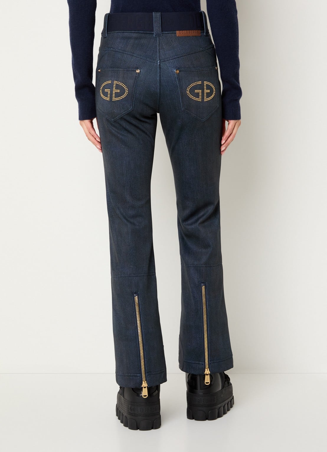 Goldbergh Fuji high waist flared fit skibroek met ritszakken - achterkant 4 jeans