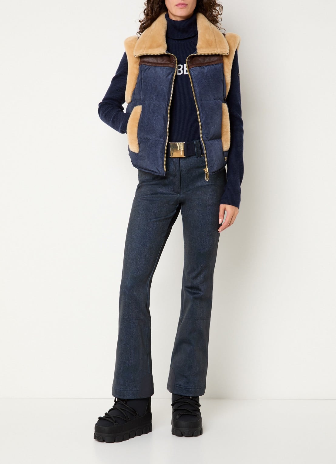 Goldbergh Fuji high waist flared fit skibroek met ritszakken - voorkant 6 jeans