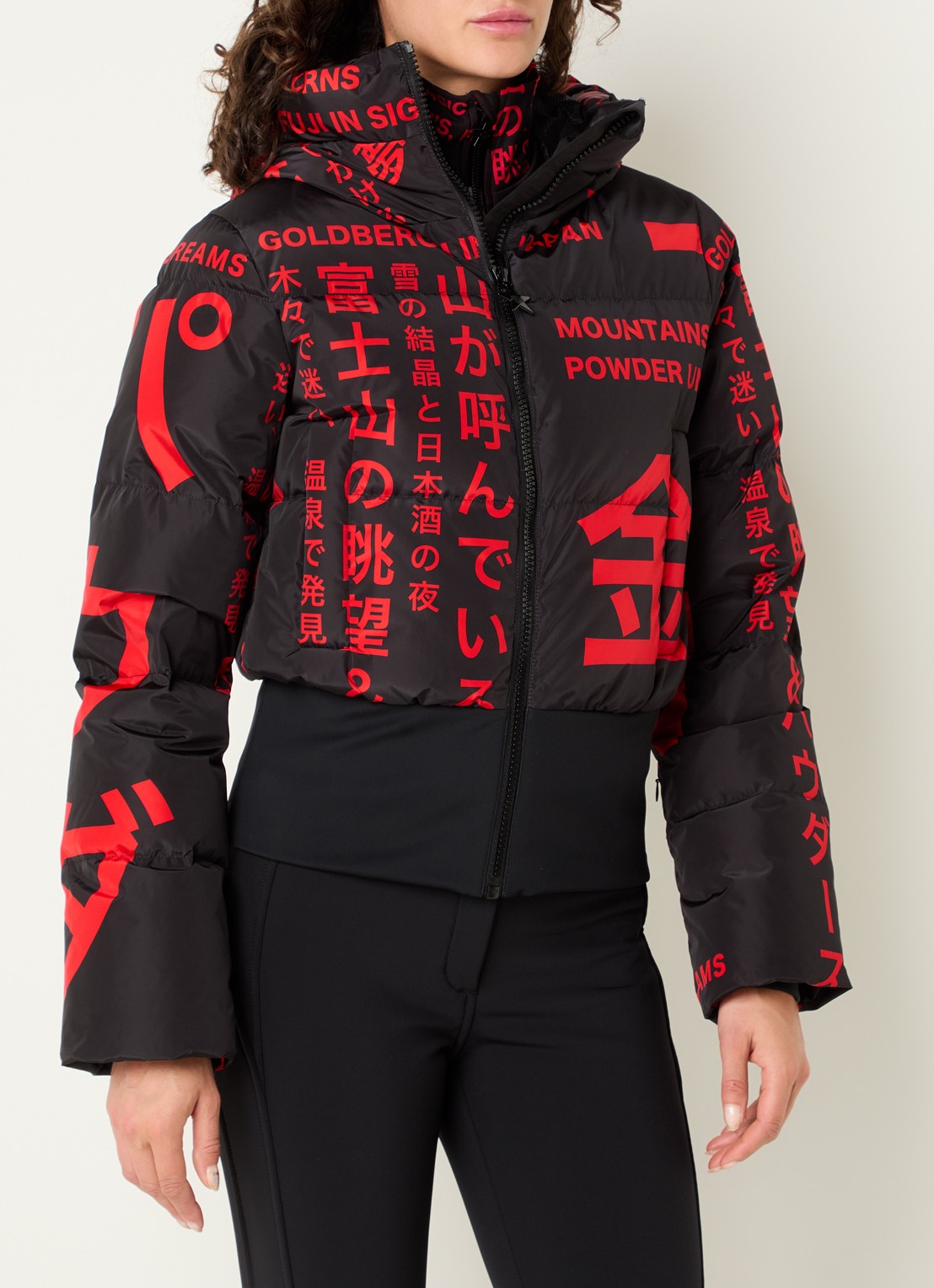 Goldbergh Gaito ski-jas met capuchon en print - detail 2 zwart