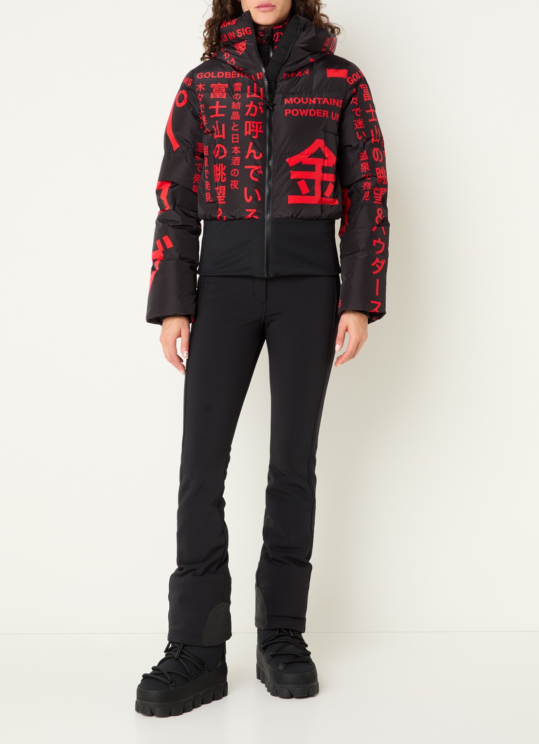 Goldbergh Gaito ski-jas met capuchon en print - voorkant 5 zwart