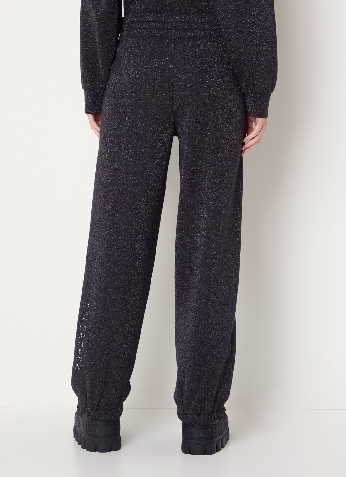 Goldbergh Glimpse high waist tapered fit joggingbroek met lurex  - achterkant 3 antraciet