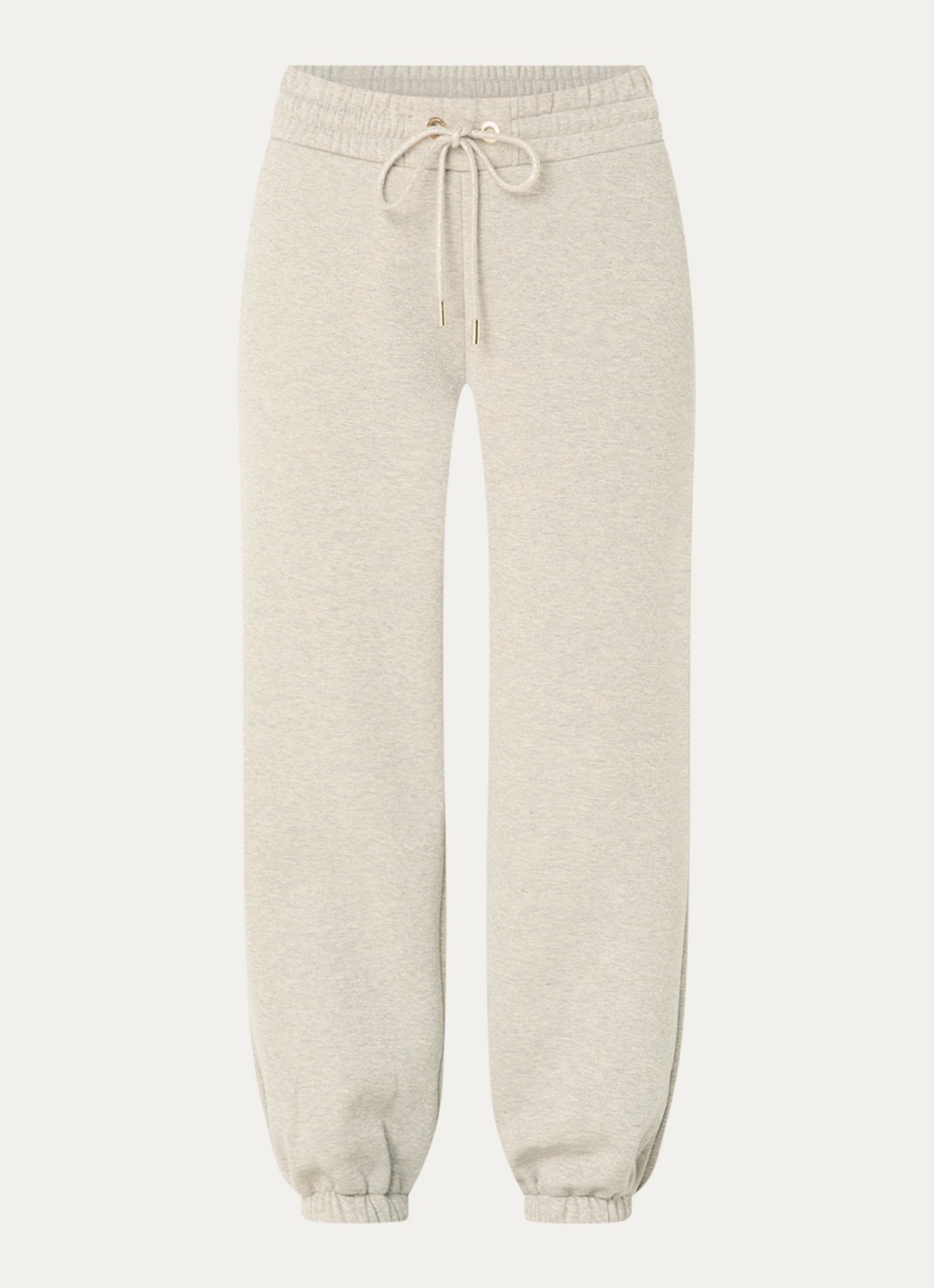 Goldbergh Glimpse high waist tapered fit joggingbroek met lurex  - voorkant grijsmele