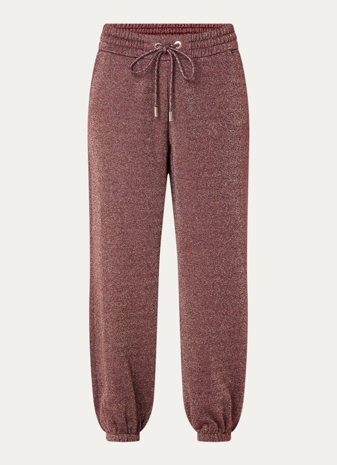 Goldbergh Glimpse high waist tapered fit joggingbroek met lurex  - voorkant 2 bordeauxrood