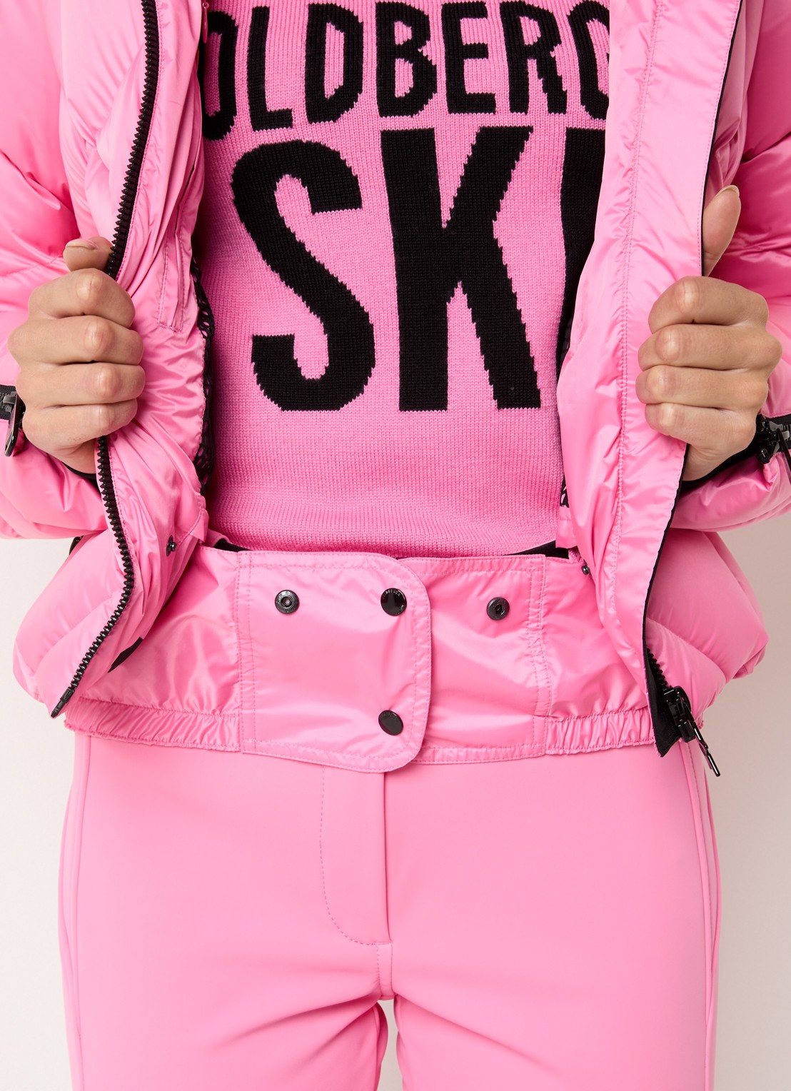Goldbergh Harumi ski-jas met quilt patroon en ritszakken - detail 4 roze