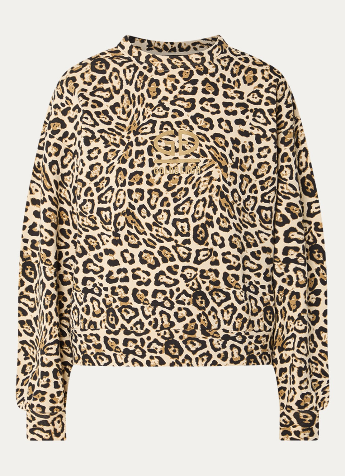 Goldbergh Kiarah sweater met panterprint en logo - voorkant 3 beige