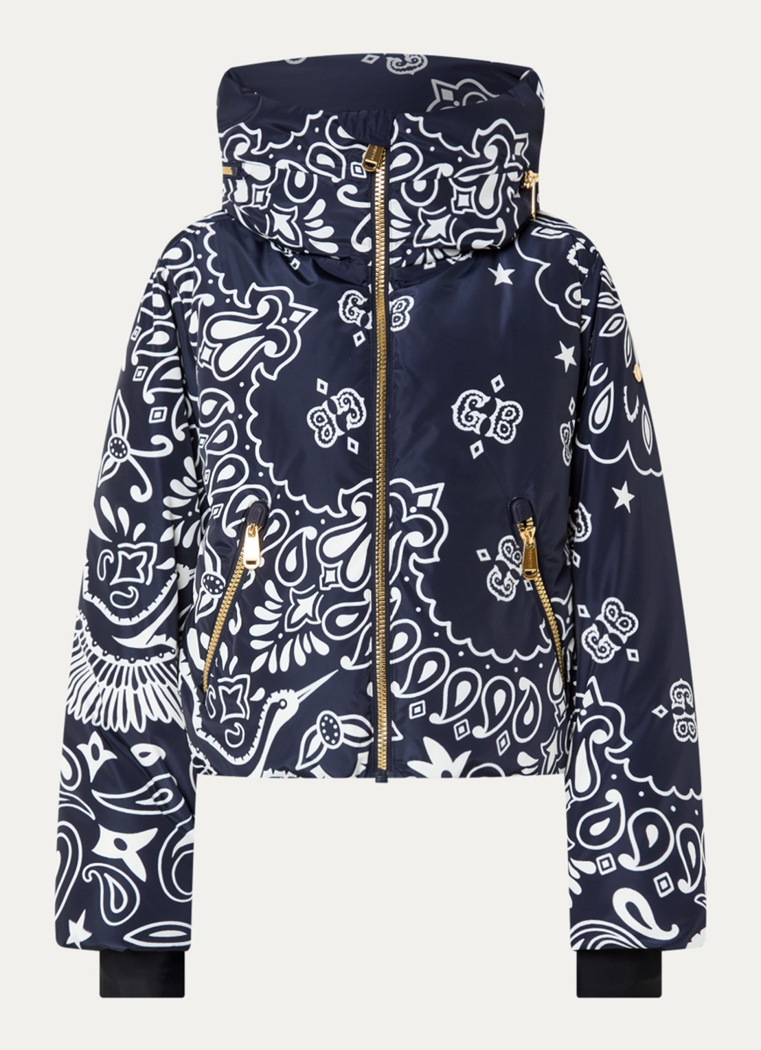 Goldbergh Kyoki ski-jas met paisley dessin - voorkant 6 donkerblauw