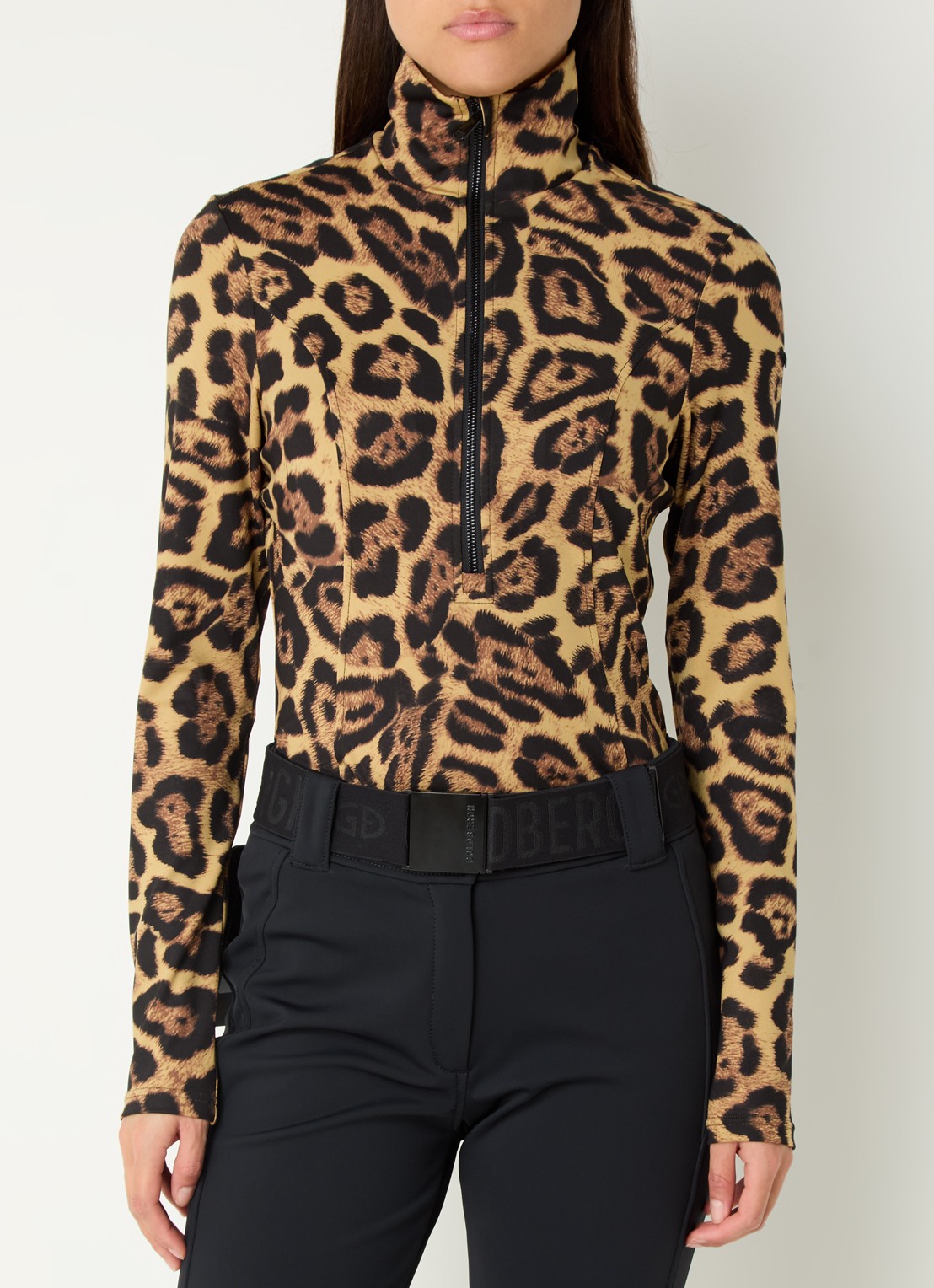 Goldbergh Leona skipully met panterprint - detail camel