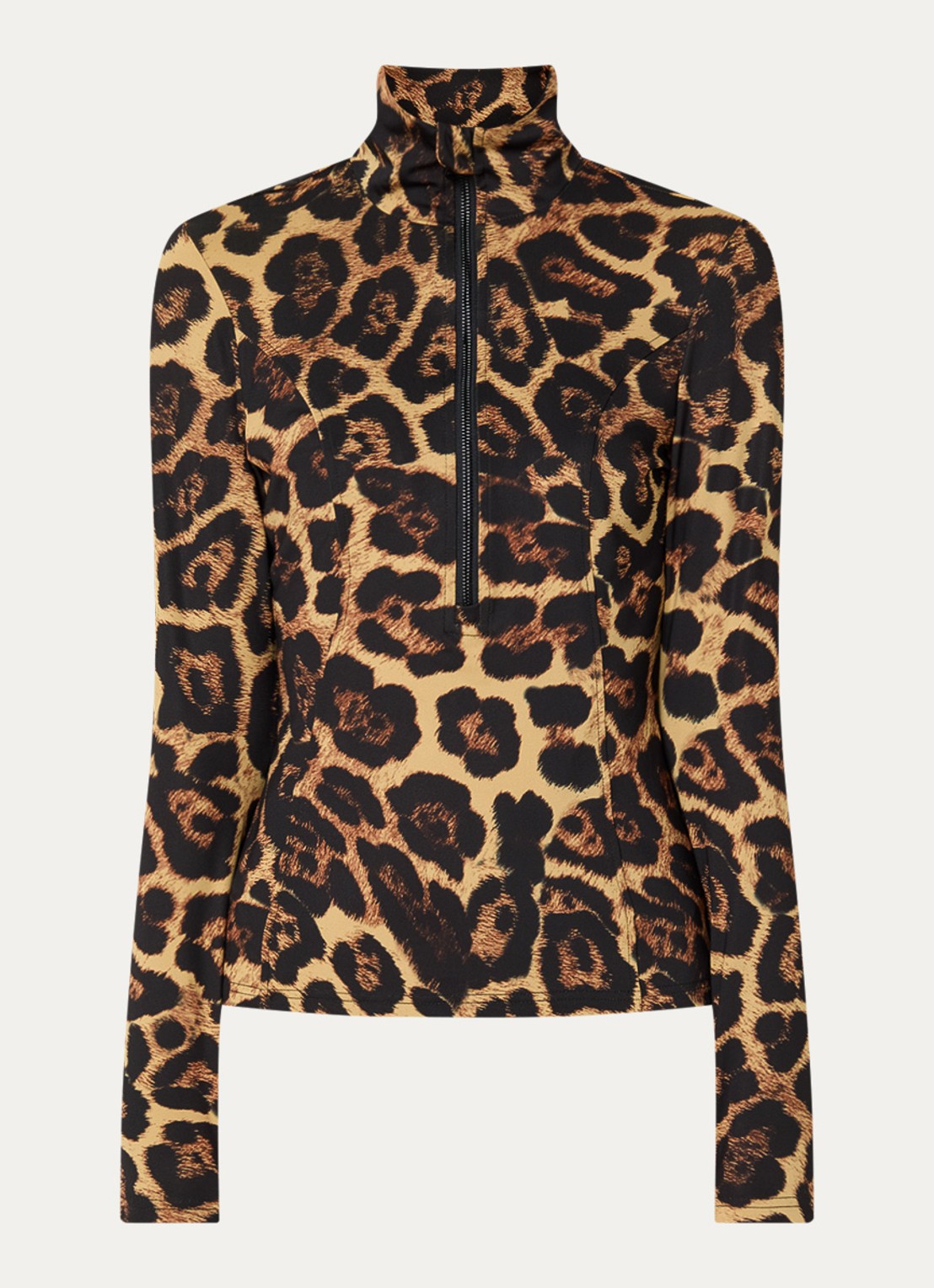 Goldbergh Leona skipully met panterprint - voorkant 3 camel
