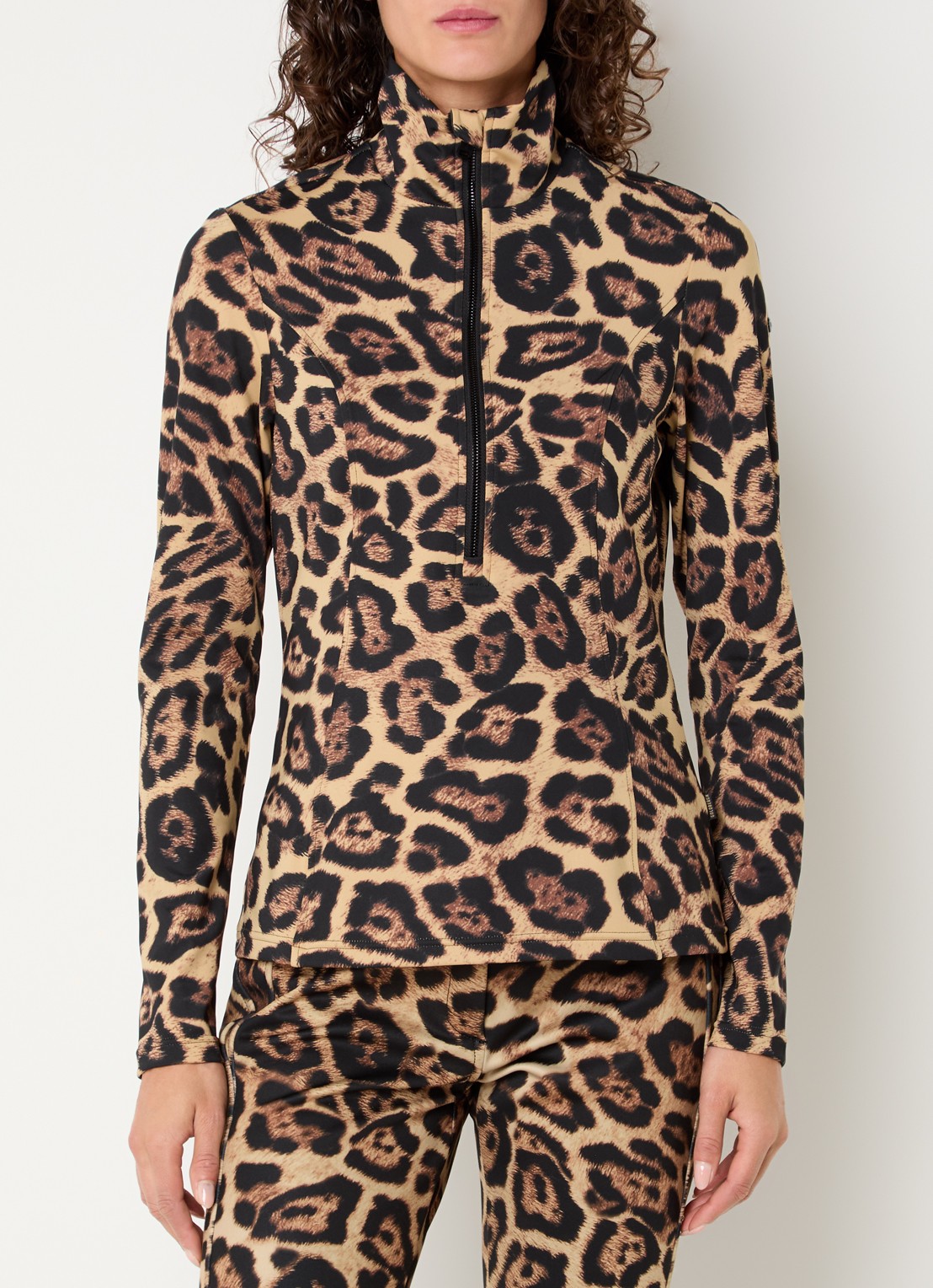 Goldbergh Leona skipully met panterprint - detail 3 bruin