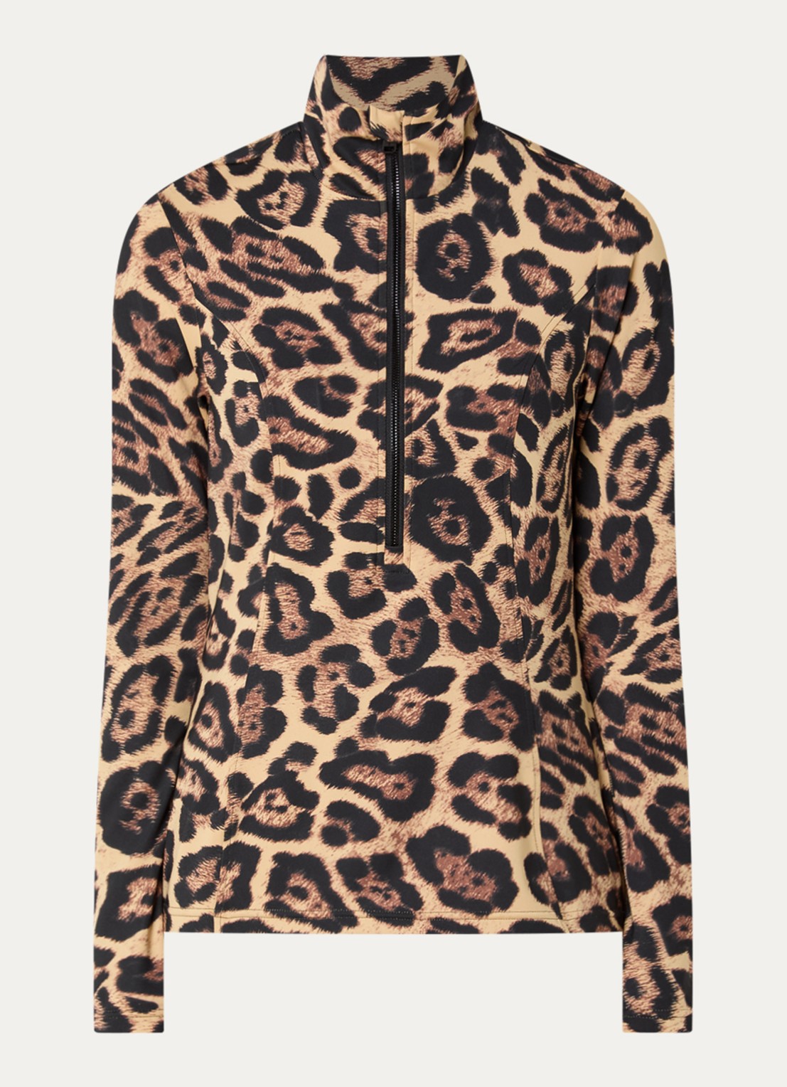Goldbergh Leona skipully met panterprint - voorkant bruin