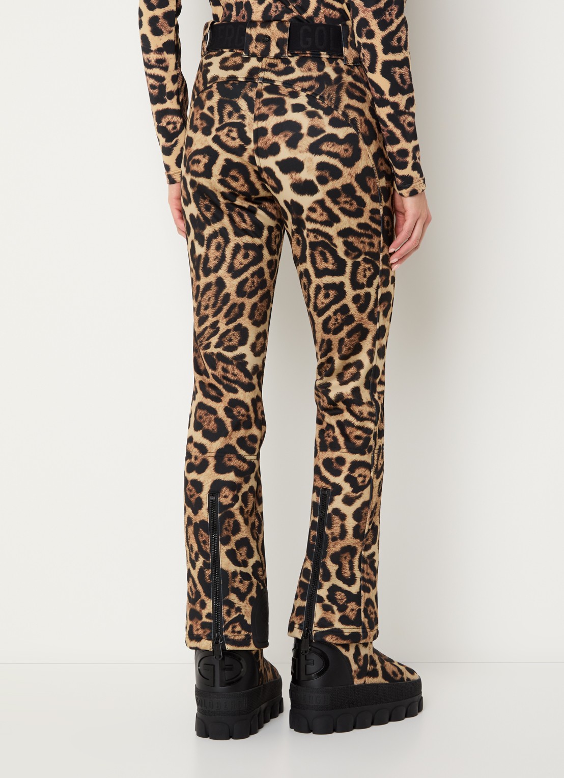 Goldbergh Minou high waist flared fit skibroek met panterprint - achterkant 5 bruin