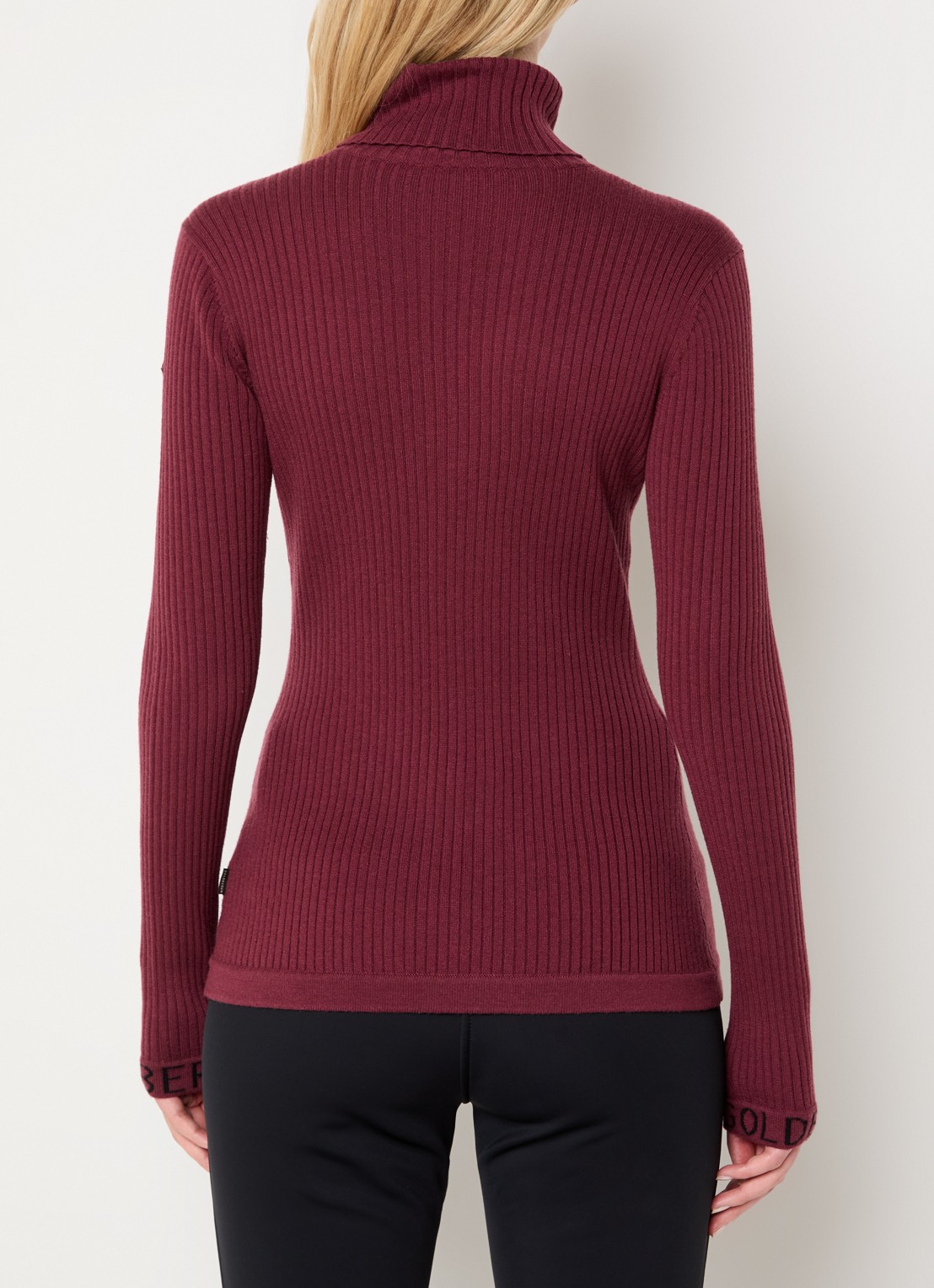 Goldbergh Mira ribgebreide trui in merino wolblend met col - achterkant 4 bordeauxrood