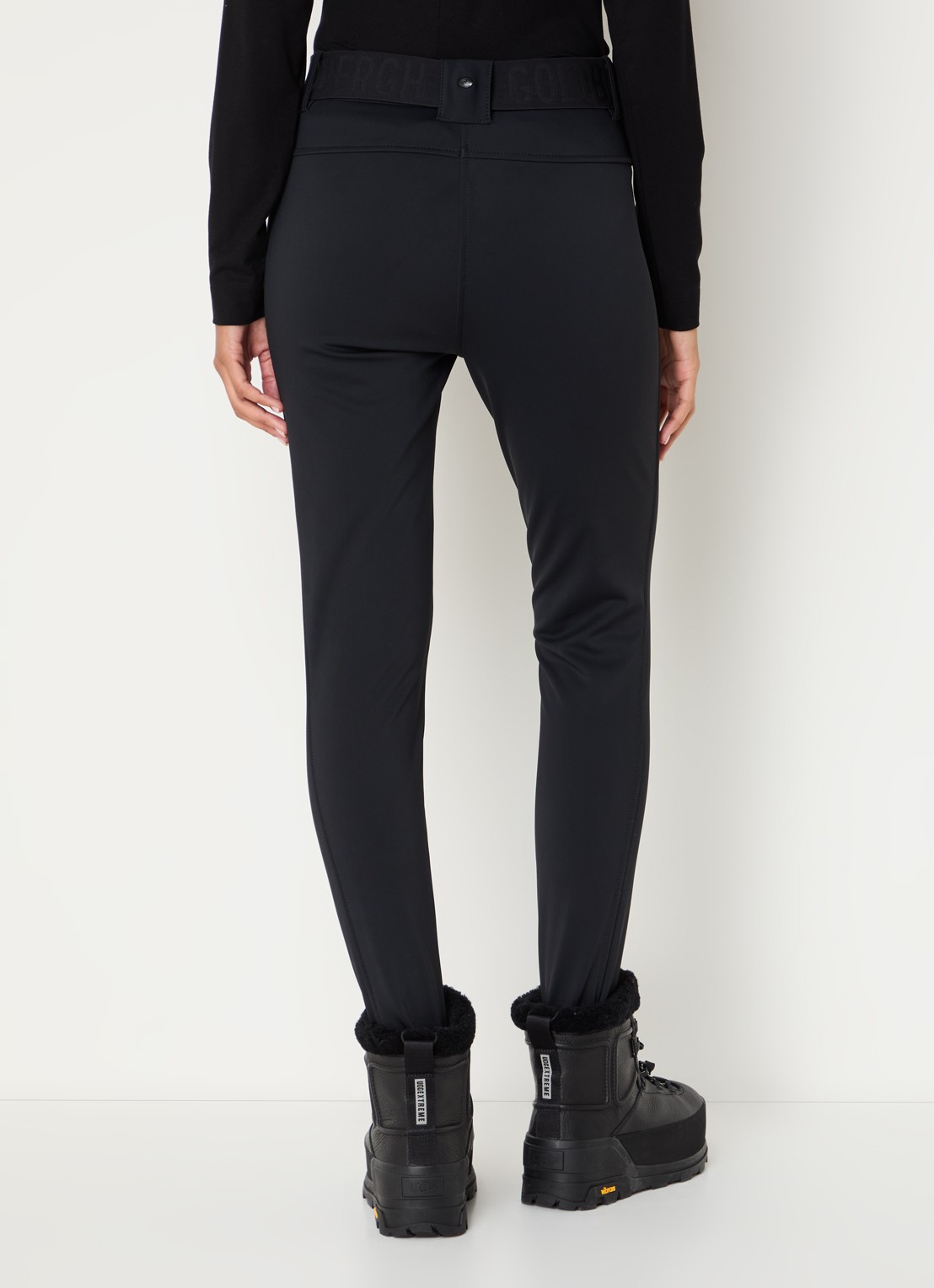 Goldbergh Paris high waist slim fit skibroek met ceintuur - achterkant zwart