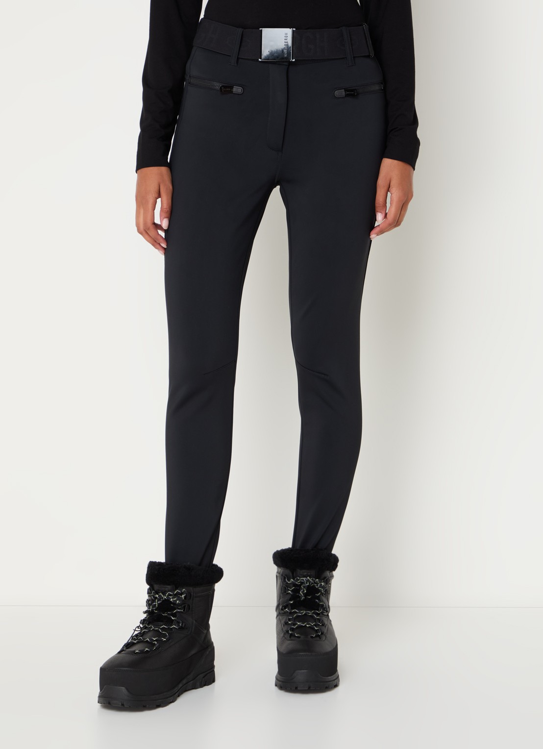 Goldbergh Paris high waist slim fit skibroek met ceintuur - detail 6 zwart