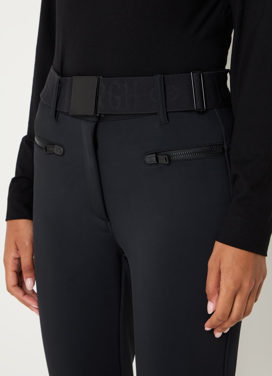 Goldbergh Paris high waist slim fit skibroek met ceintuur - detail 8 zwart