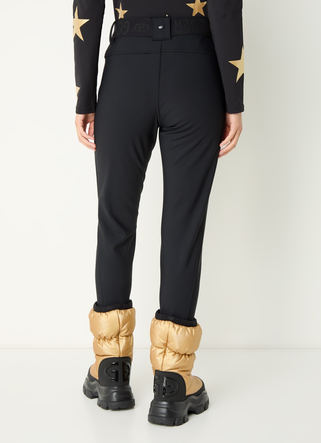 Goldbergh Paris high waist slim fit skibroek met ceintuur - achterkant 2 zwart