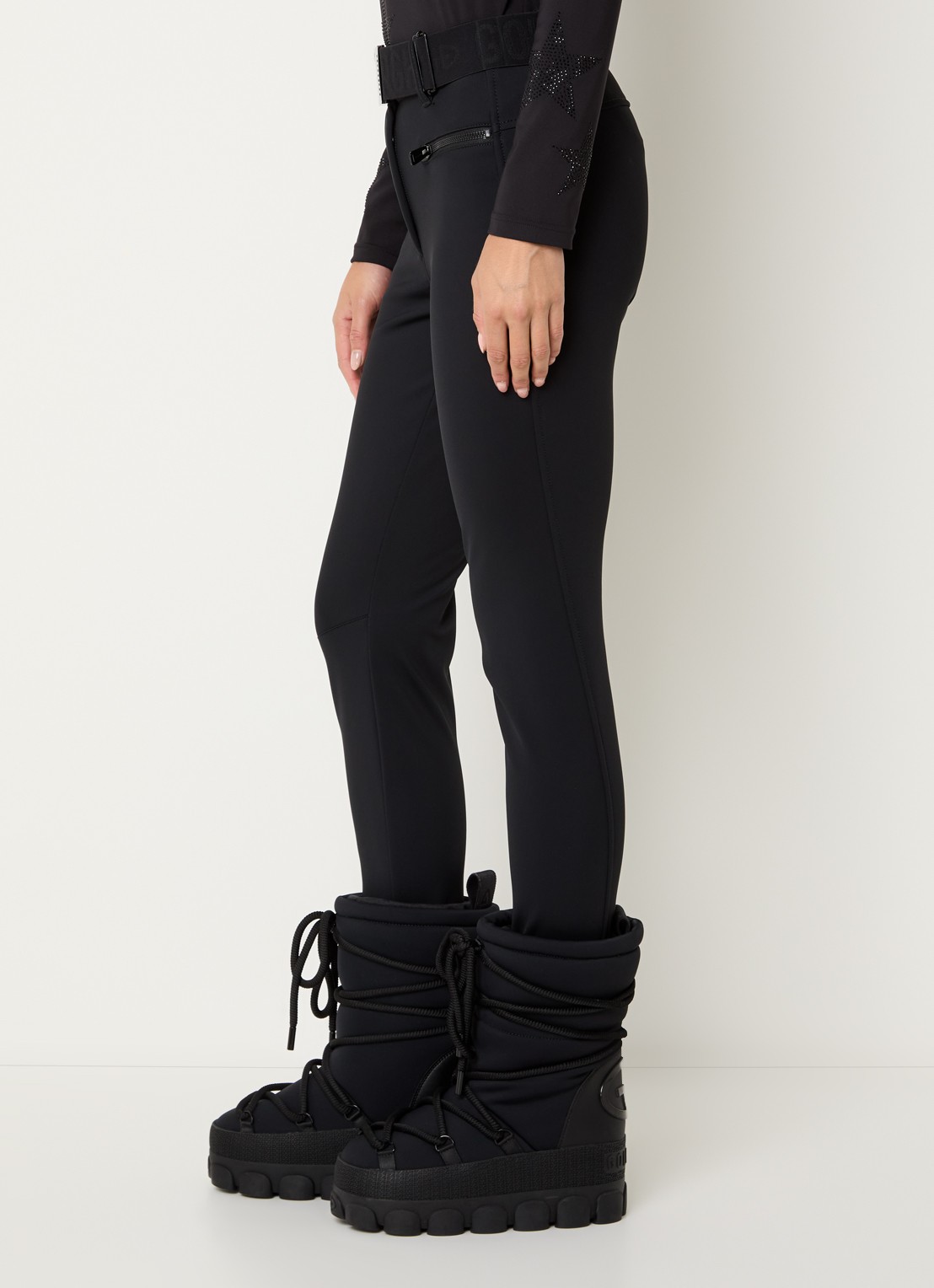 Goldbergh Paris high waist slim fit skibroek met ritszakken - detail 2 zwart