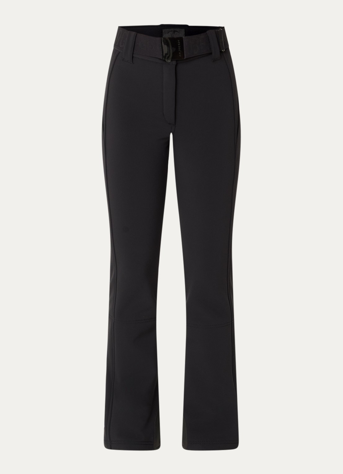 Goldbergh Pippa high waist flared fit skibroek met ceintuur - voorkant 4 zwart