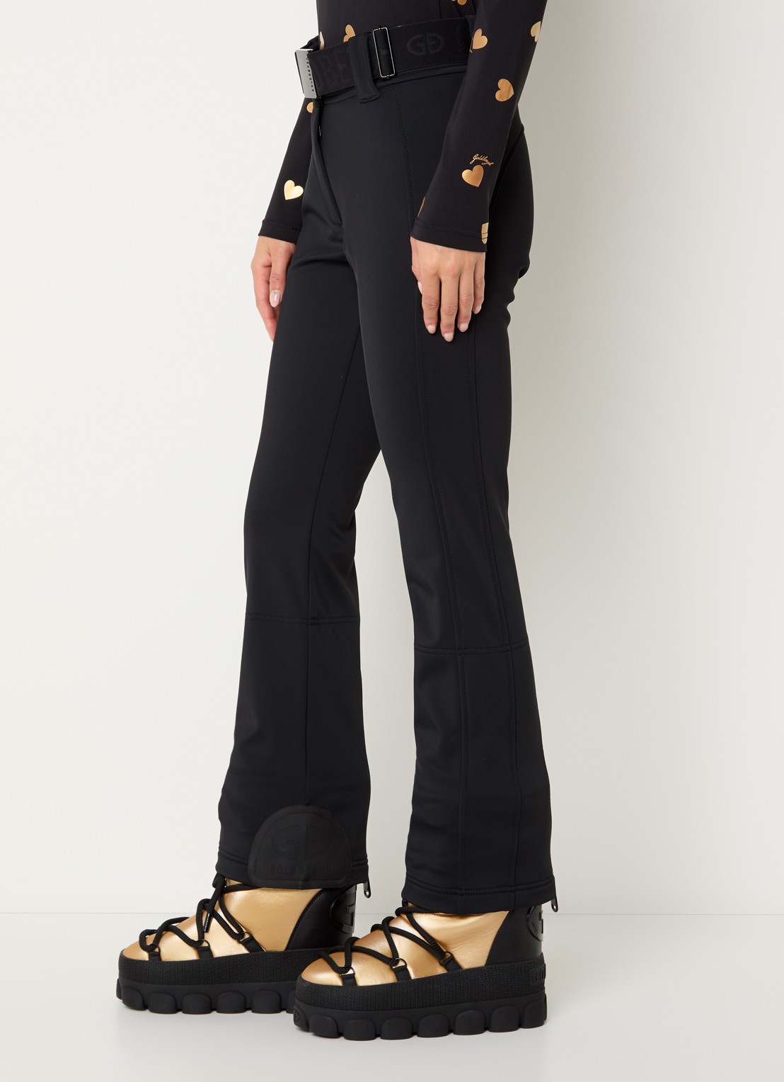 Goldbergh Pippa high waist flared fit skibroek met ritszakken - detail 5 zwart