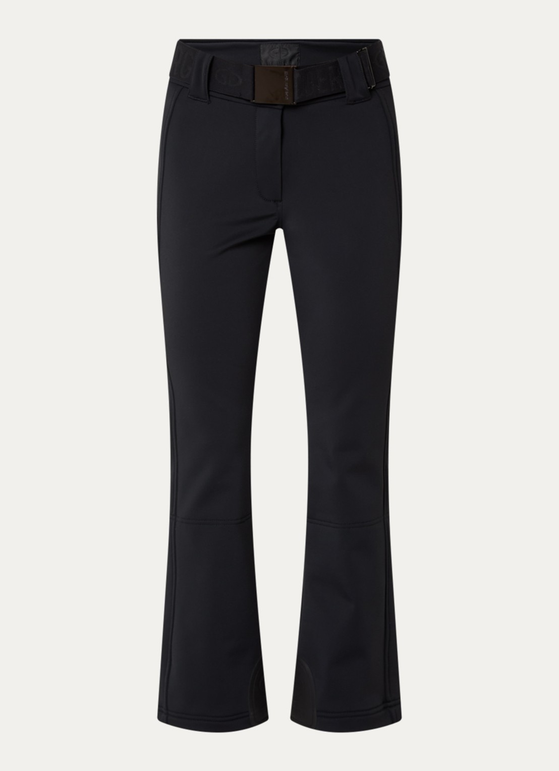 Goldbergh Pippa high waist flared fit skibroek met ritszakken - voorkant 2 zwart