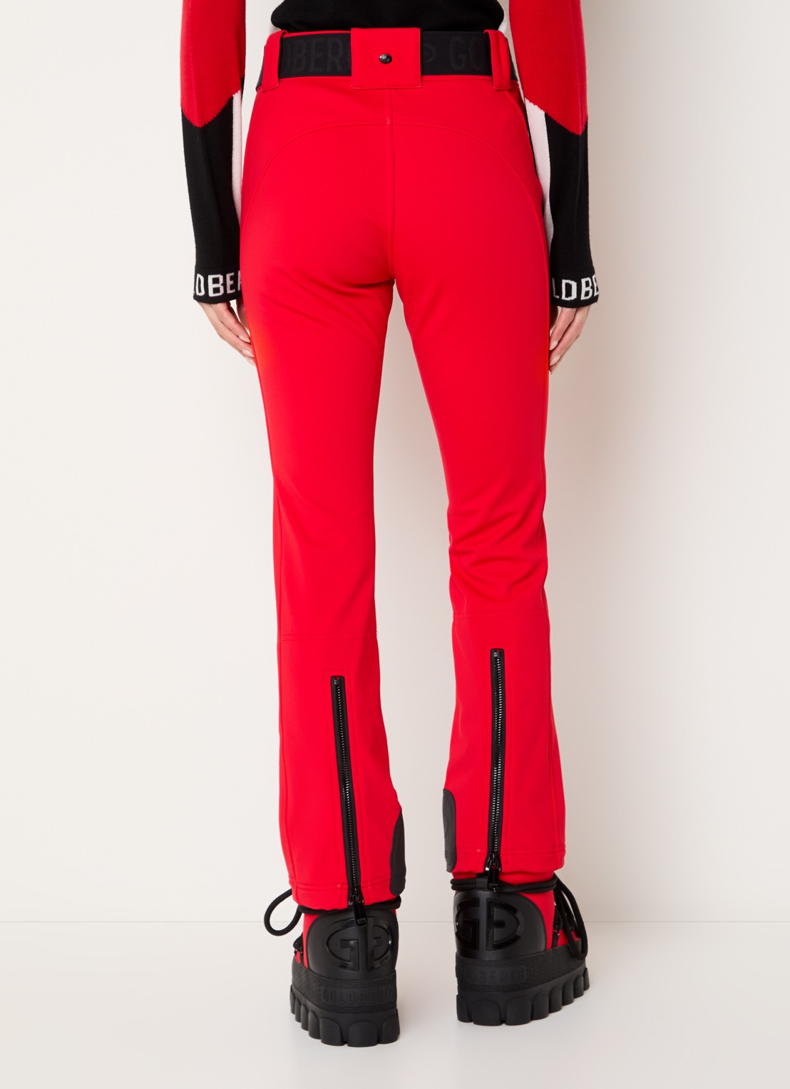 Goldbergh Pippa high waist flared fit skibroek met ritszakken - achterkant 3 rood