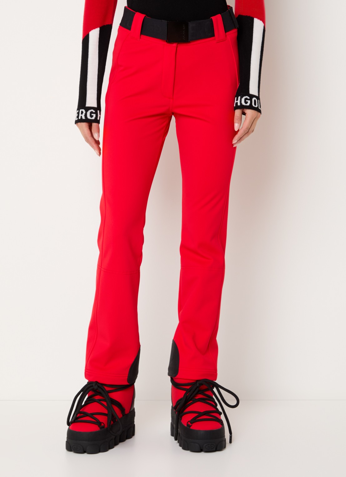 Goldbergh Pippa high waist flared fit skibroek met ritszakken - detail 4 rood