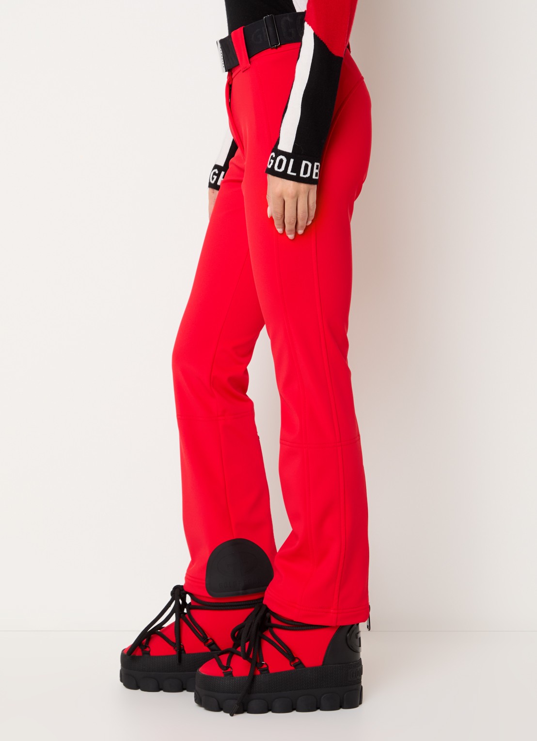 Goldbergh Pippa high waist flared fit skibroek met ritszakken - detail 5 rood