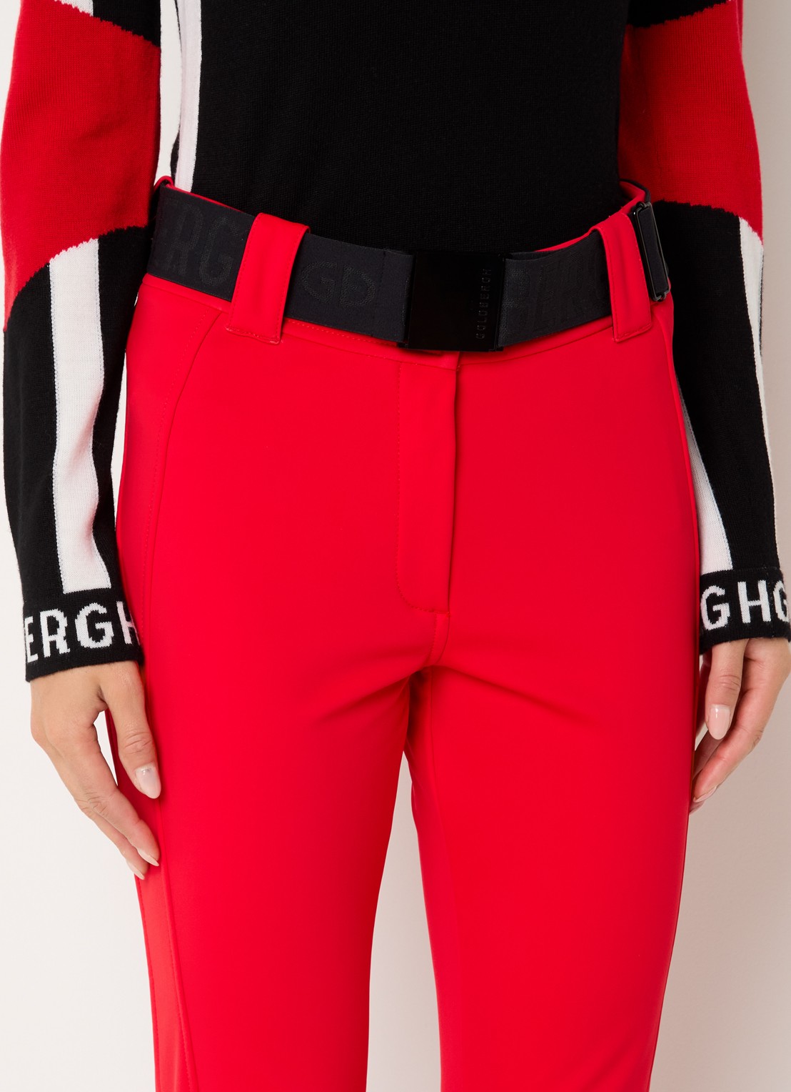 Goldbergh Pippa high waist flared fit skibroek met ritszakken - detail 7 rood