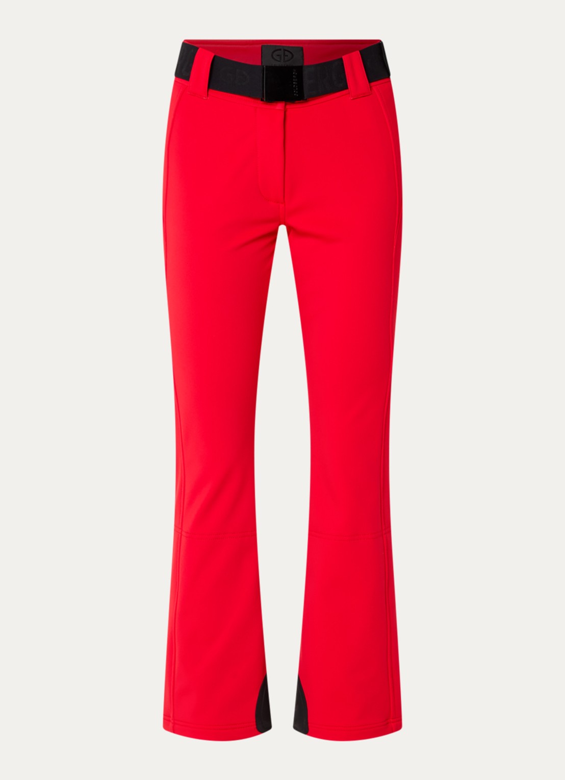Goldbergh Pippa high waist flared fit skibroek met ritszakken - voorkant rood