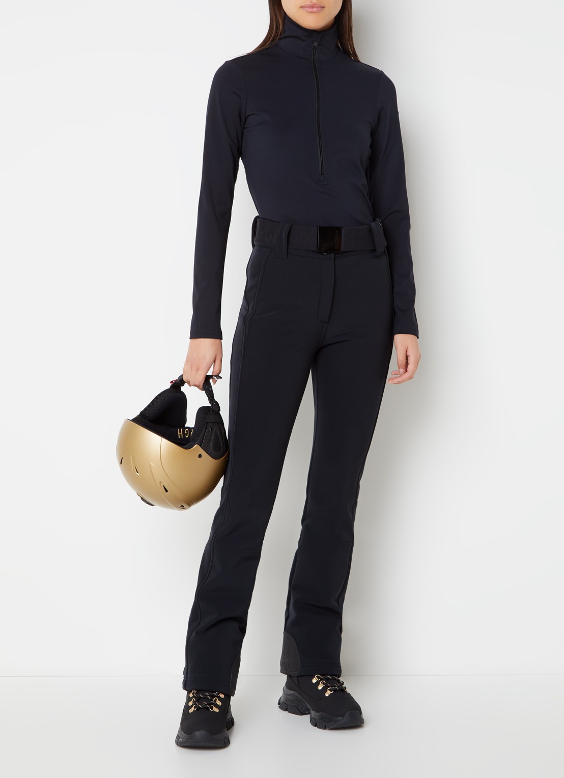 Goldbergh Poppy ski body met halve rits - voorkant zwart