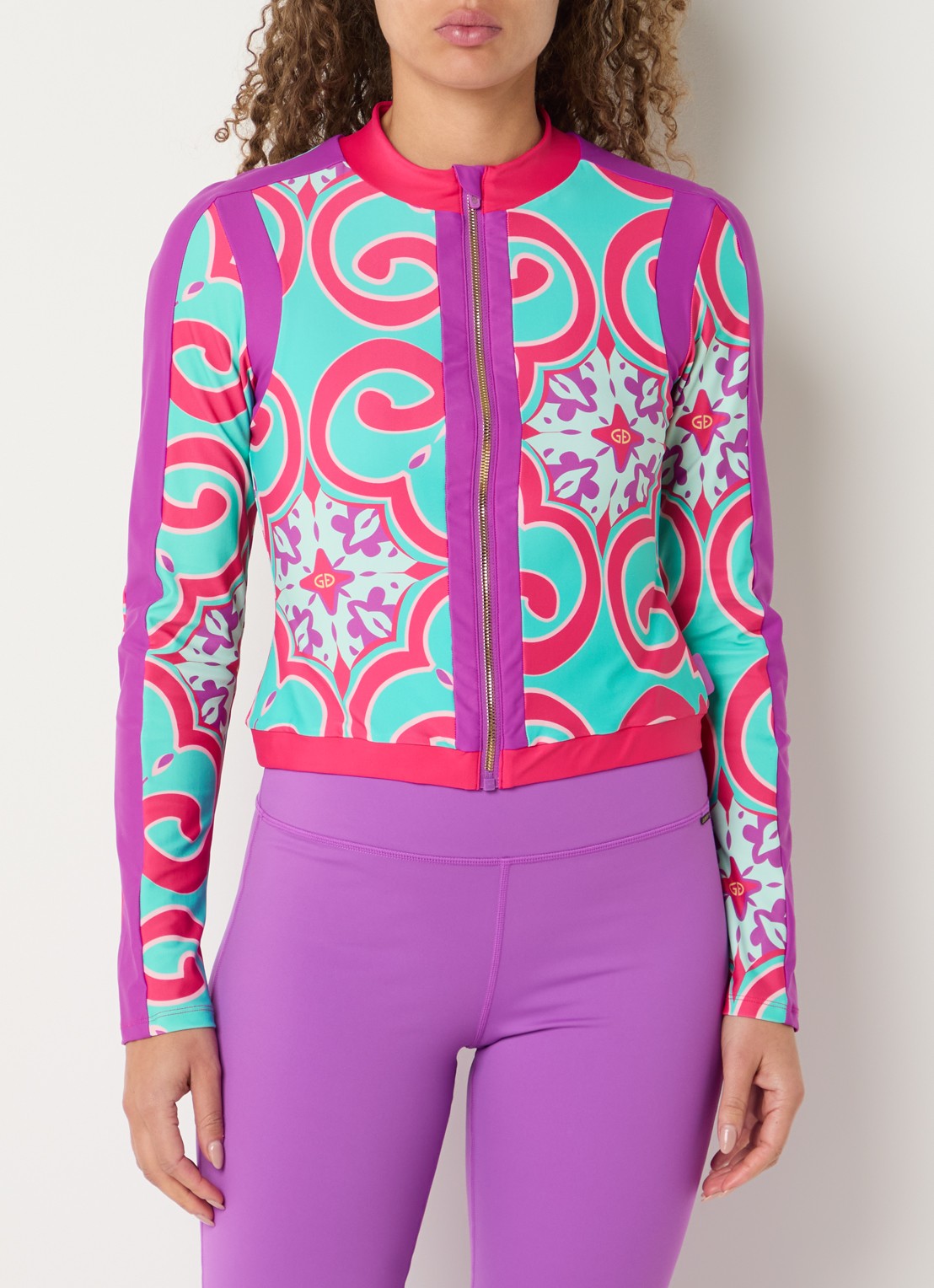 Goldbergh Rafaella sweatvest met print - detail 4 turquoise