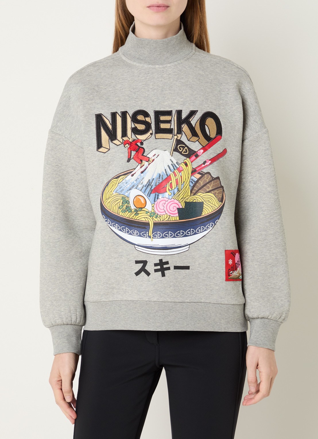 Goldbergh Ramen sweater met print - detail 4 grijsmele