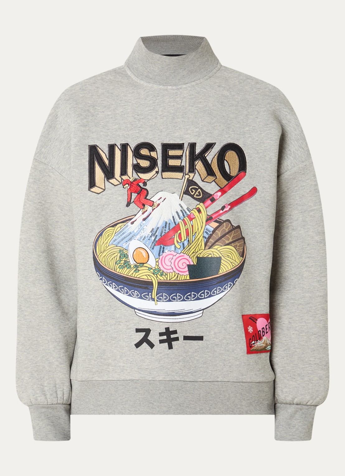 Goldbergh Ramen sweater met print - voorkant grijsmele
