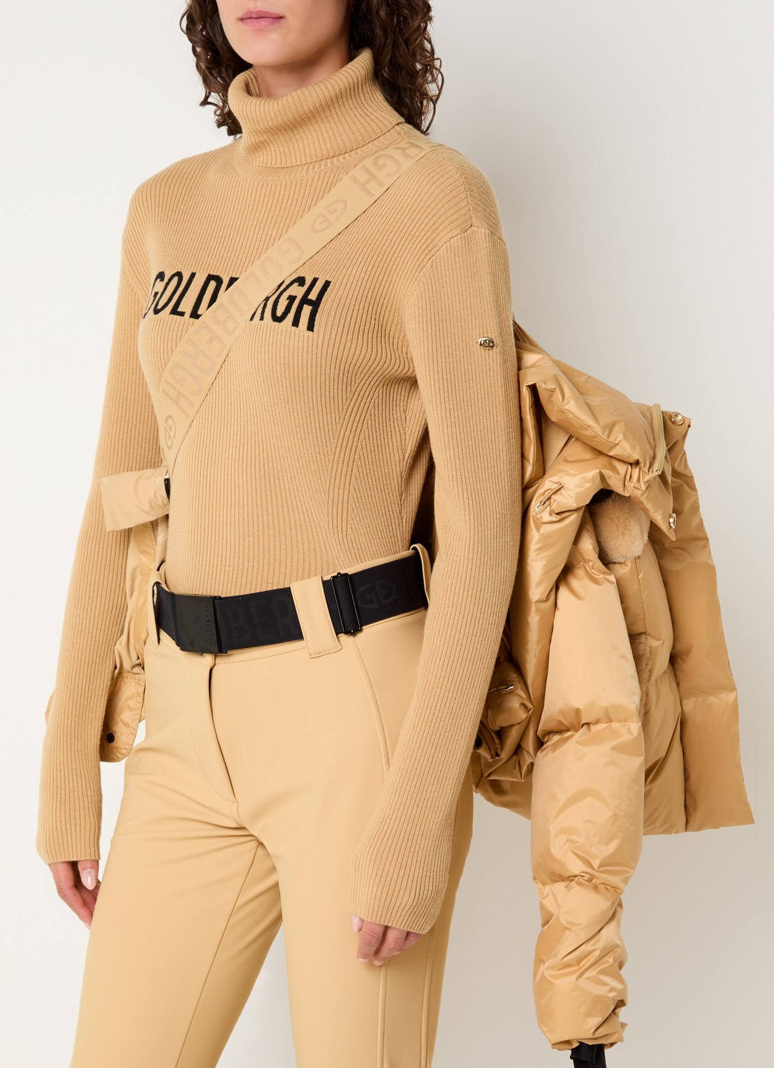 Goldbergh Rin ski-jas met details van imitatiebont en capuchon - detail 6 camel