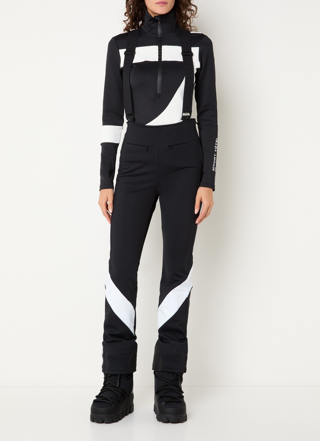 Goldbergh Shima high waist slim fit skibroek met ritskzakken - detail zwart