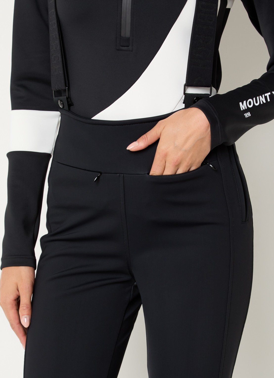 Goldbergh Shima high waist slim fit skibroek met ritskzakken - detail 4 zwart