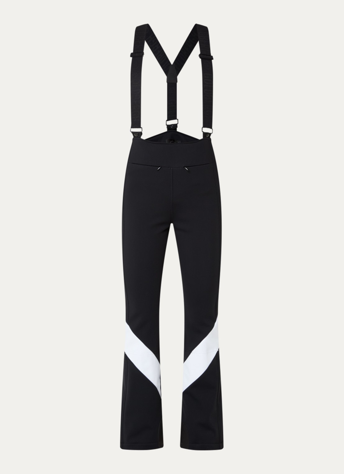 Goldbergh Shima high waist slim fit skibroek met ritskzakken - voorkant 6 zwart