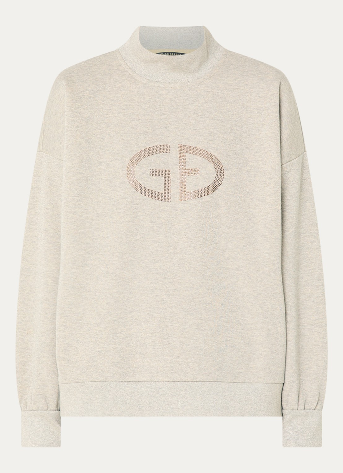 Goldbergh Sizzle sweater met logo en strass - voorkant 2 grijsmele