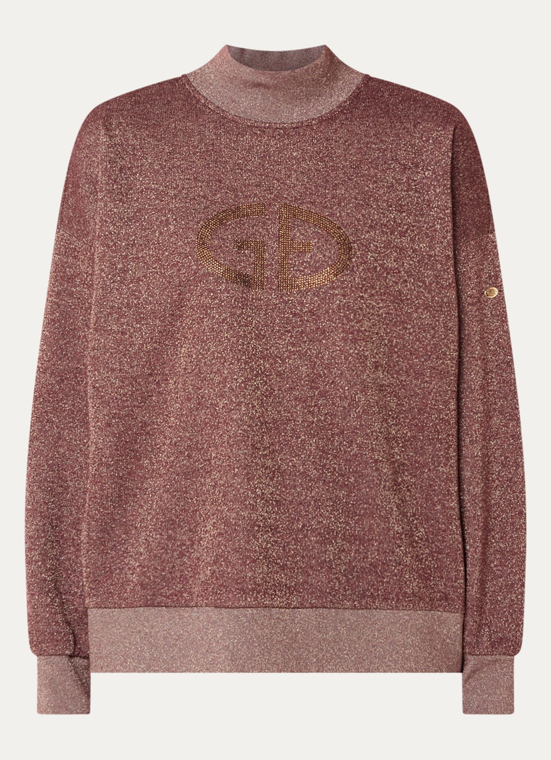 Goldbergh Sizzle sweater met logo en strass - voorkant 2 bordeauxrood