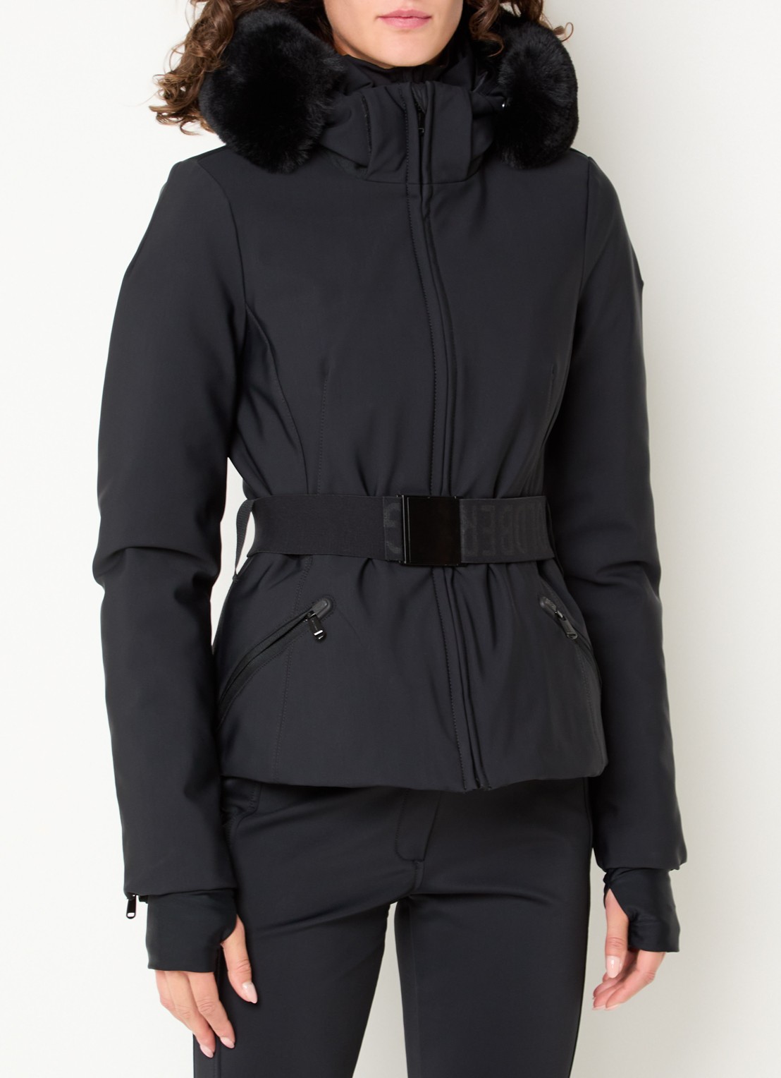 Goldbergh Ski-jas met capuchon en ritszakken - detail zwart
