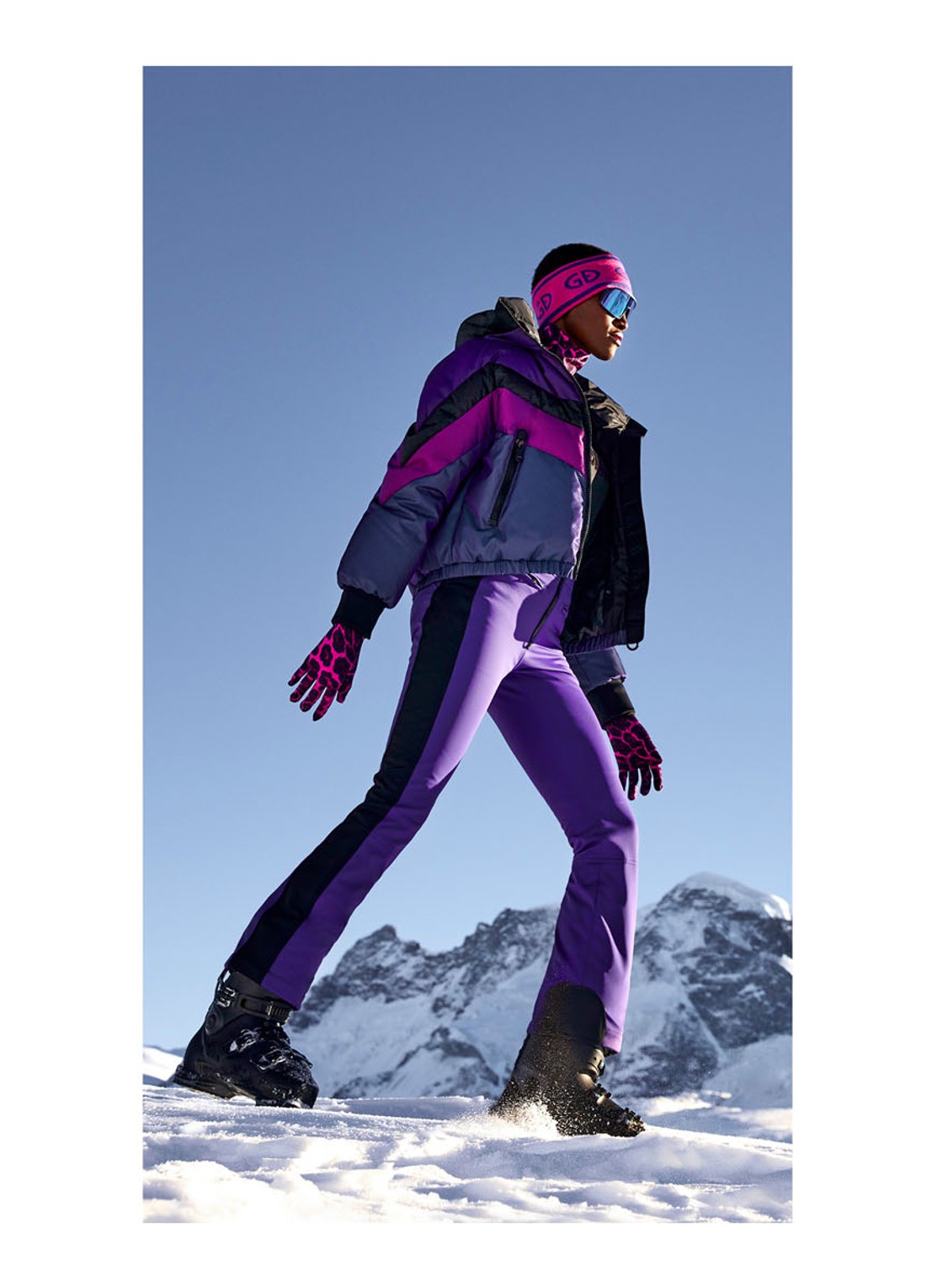 Goldbergh Softshell skipak met capuchon - detail 4 aubergine