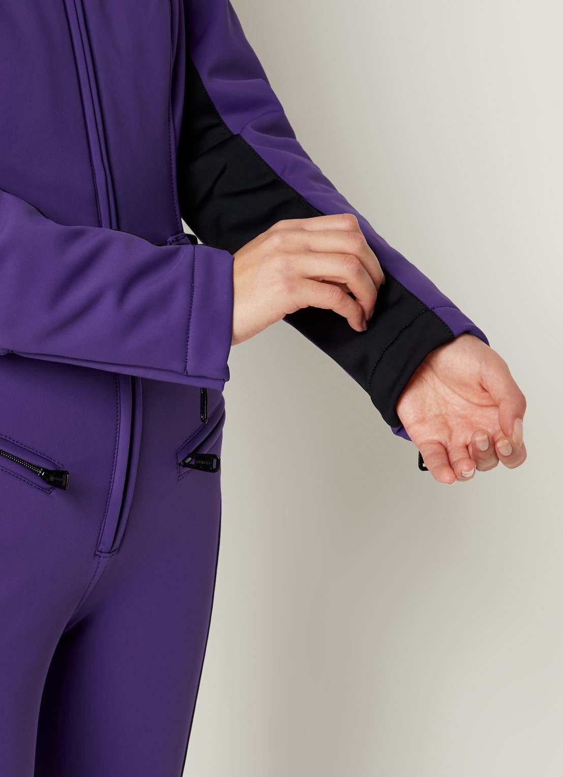 Goldbergh Softshell skipak met capuchon - detail 7 aubergine