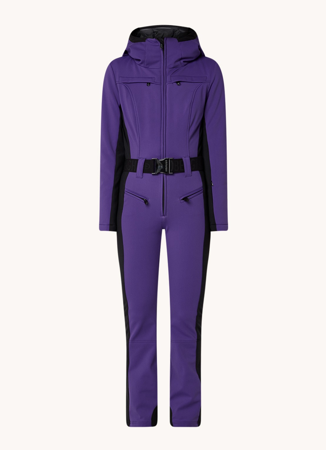 Goldbergh Softshell skipak met capuchon - voorkant 2 aubergine