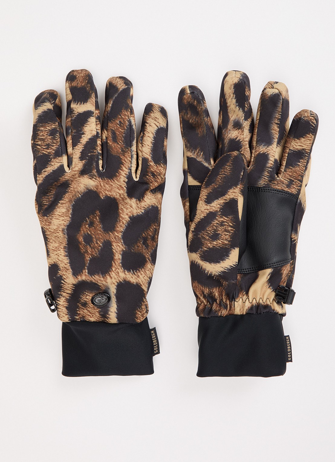Goldbergh Softy handschoenen met panterprint - voorkant bruin